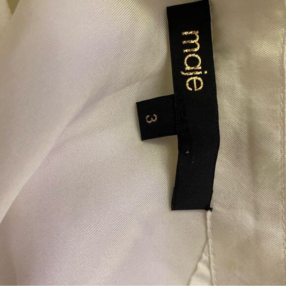 Maje 100% silk open shoulder ruffle blouse, L - Picture 9 of 10